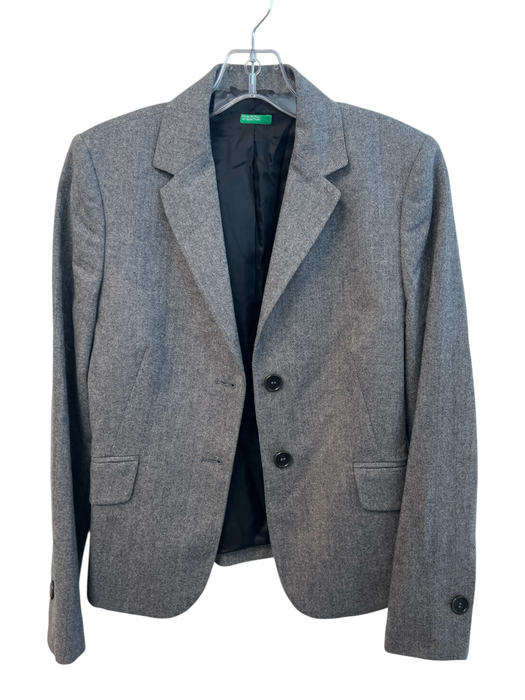 United Colors of Benetton Size 40 Gray Wool Blend 2 Buttons Herringbone Jacket Gray / 40