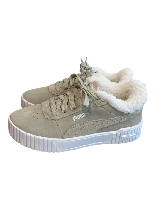 Puma Shoe Size 6 Pale Green Suede Almond Toe Lace Up Fur Lined Sneaker Shoes Pale Green / 6