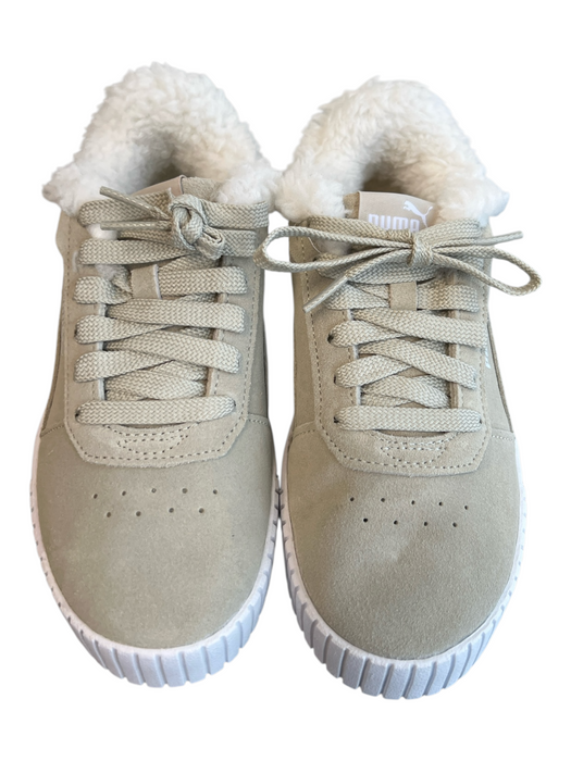 Puma Shoe Size 6 Pale Green Suede Almond Toe Lace Up Fur Lined Sneaker Shoes Pale Green / 6