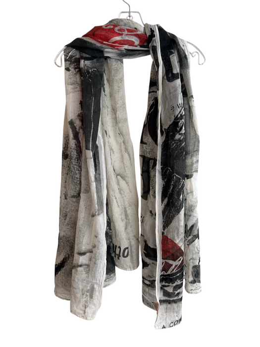 Coca Cola Gray & multi Cotton Graphic Print Semi Sheer scarf Gray & multi / L