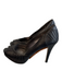 Nine West Shoe Size 6 Charcoal Leather Peep Toe Pleat High Heel Shoes Charcoal / 6