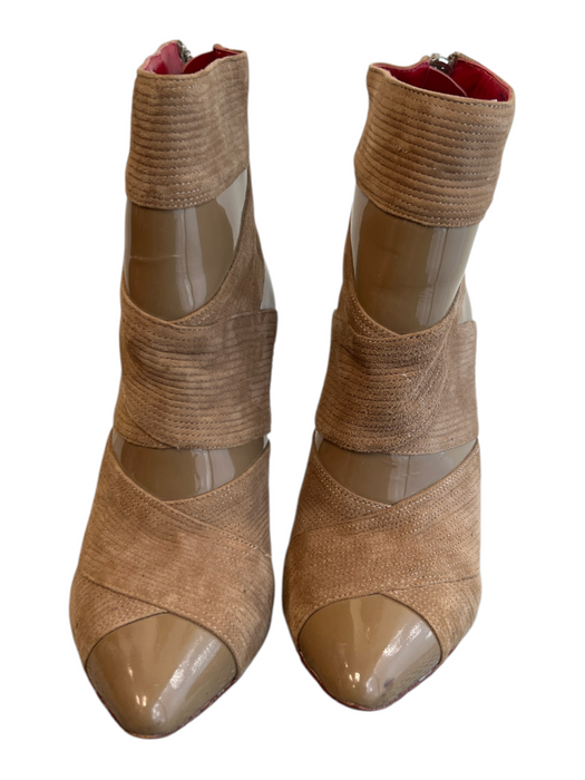 Charles Jourdan Shoe Size 6 Brown Leather Patent Accents Pointed Toe Booties Brown / 6