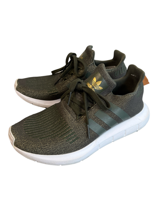 Adidas Shoe Size 5.5 Green Manmade Material Lace Up Knit Shimmer Sneaker Shoes Green / 5.5