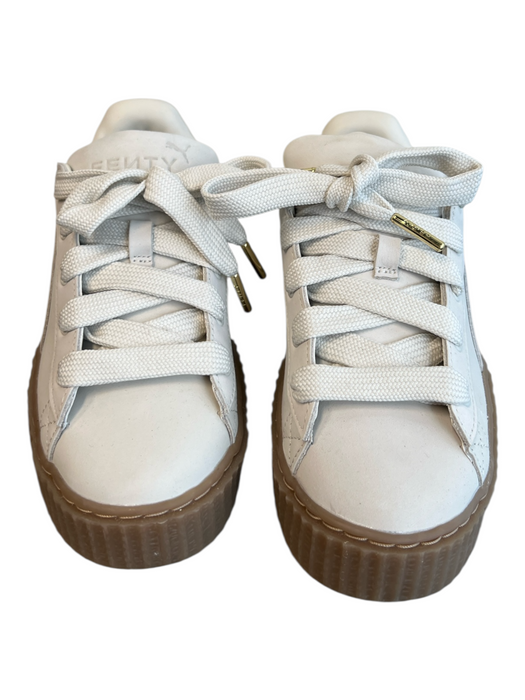 Puma Fenty Shoe Size 6.5 Cream Leather Round Toe Lace Up Platform Logo Shoes Cream / 6.5