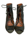 Schutz Shoe Size 6 Green Leather Fur Peep Toe lace up & zip High Heel Booties Green / 6