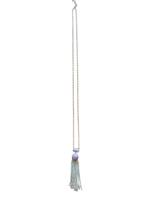 Kendra Scott Gold & Purple Metal Stone Pendant Tassle Chain Long Necklace Gold & Purple