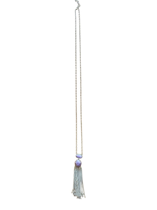 Kendra Scott Gold & Purple Metal Stone Pendant Tassle Chain Long Necklace Gold & Purple