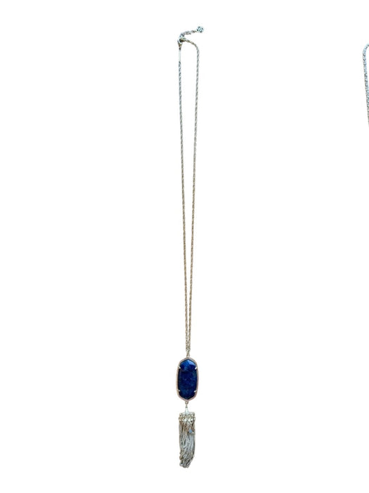 Kendra Scott Gold & Navy Metal Stone Pendant Tassel Long Necklace Gold & Navy
