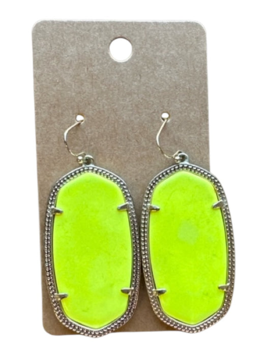 Kendra Scott Neon Yellow Stone Oval Gold Hardware Dangle Earrings Neon Yellow
