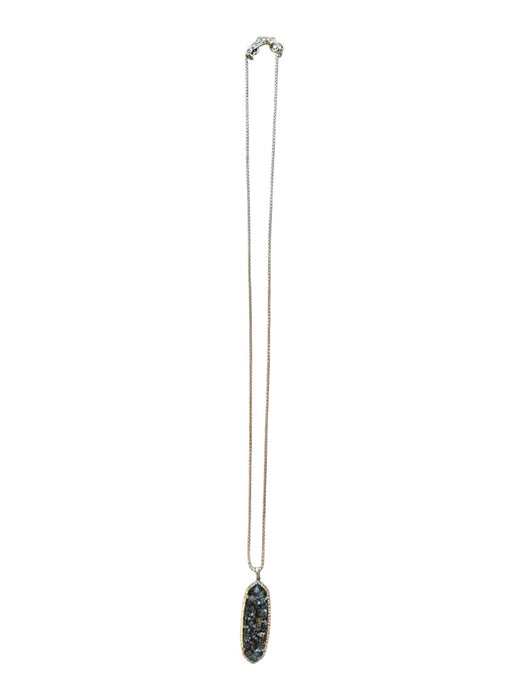 Kendra Scott Gold & Iridescent Metal Box Chain Oval Pendant Long Necklace Gold & Iridescent
