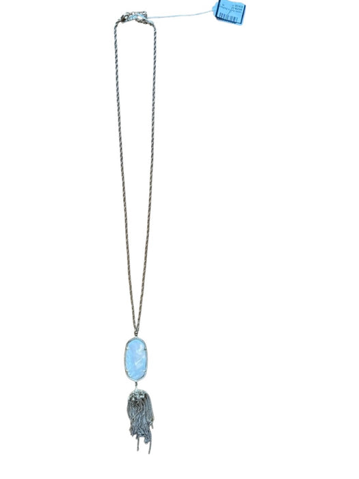 Kendra Scott Gold & White Metal Chain Tassle Chain Mother of Pearl Long Necklace Gold & White
