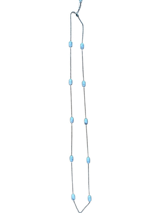 Kendra Scott Silver & White Metal Chain Stones Long Necklace Silver & White
