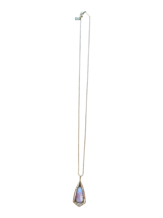 Kendra Scott Gold & Clear Metal Large Pendant Long Iridescent Necklace Gold & Clear