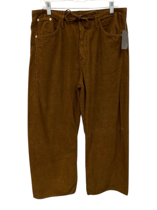 Zara Size 10 Brown Cotton Corduroy Zip Fly Tie Waist Pants Brown / 10