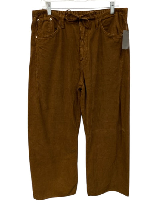 Zara Size 10 Brown Cotton Corduroy Zip Fly Tie Waist Pants Brown / 10
