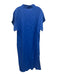 MNG by Mango Size M/L Blue Linen Blend Short Sleeve Split Neck Maxi Dress Blue / M/L