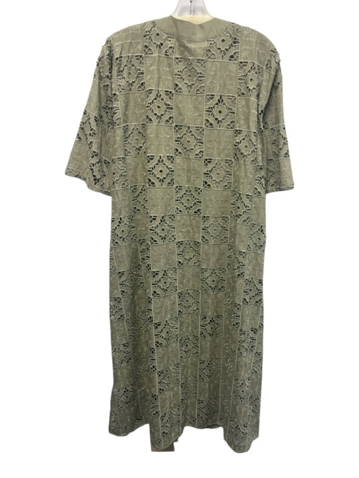 Zara Size M Light Green Polyester Blend 3/4 Sleeve Cut Outs Split Neck Dress Light Green / M