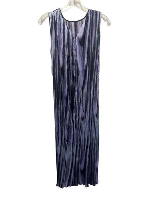 MNG by Mango Size XL Purple & Gray Polyester Pleated Sleeveless Maxi Dress Purple & Gray / XL