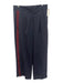 Zara Size L Navy & Red Poly Blend Pin Stripe Trouser Zip Fly High Rise Pants Navy & Red / L