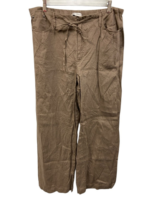 MNG by Mango Size 10 Light Bronze Linen High Rise Zip Fly Pants Light Bronze / 10
