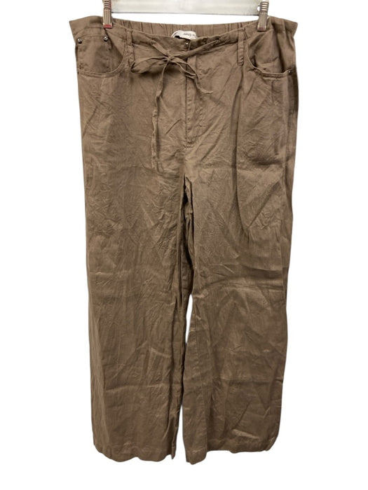 MNG by Mango Size 10 Light Bronze Linen High Rise Zip Fly Pants Light Bronze / 10