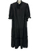 Pomander Place Size L Black Polyester Midi Buttons Ruffle Dress Black / L