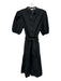 Boden Size 12L Black Cotton Button Front Short Puff Sleeve Below Knee Dress Black / 12L