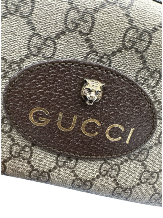 Gucci Brown & Multi Leather Canvas Guccissima Crossbody Strap Zip Close Bag Brown & Multi / M
