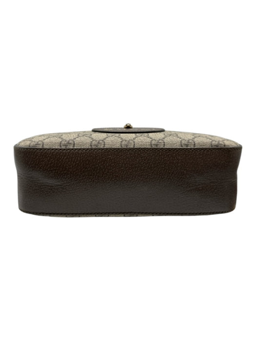 Gucci Brown & Multi Leather Canvas Guccissima Crossbody Strap Zip Close Bag Brown & Multi / M