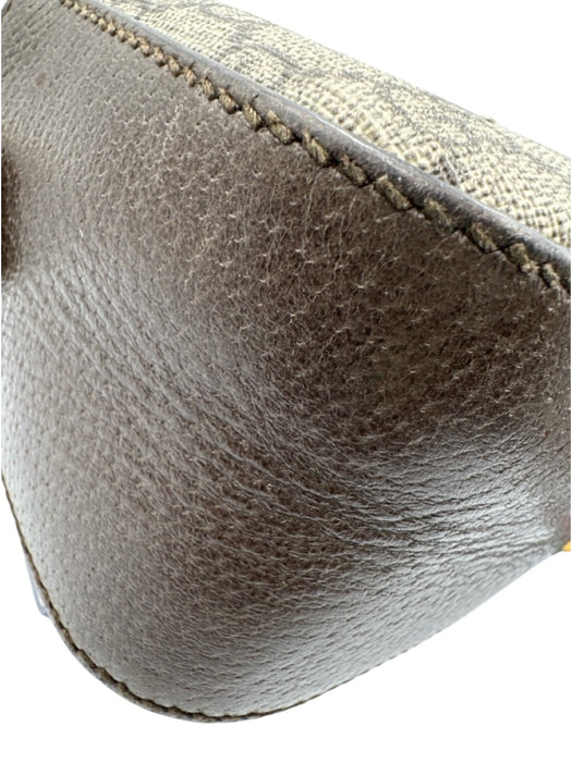 Gucci Brown & Multi Leather Canvas Guccissima Crossbody Strap Zip Close Bag Brown & Multi / M
