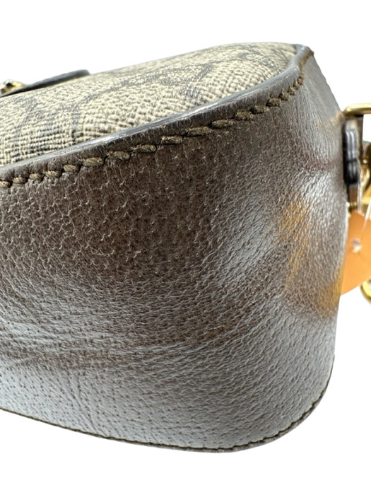 Gucci Brown & Multi Leather Canvas Guccissima Crossbody Strap Zip Close Bag Brown & Multi / M