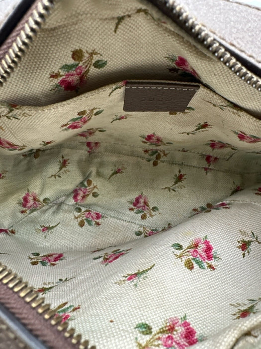 Gucci Brown & Multi Leather Canvas Guccissima Crossbody Strap Zip Close Bag Brown & Multi / M