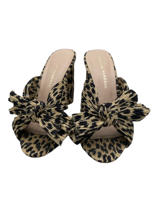 Loeffler Randall Shoe Size 6B Beige & Black textile upper Leopard Print Sandals Beige & Black / 6B