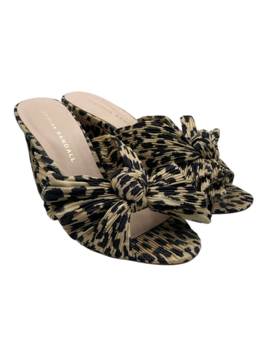 Loeffler Randall Shoe Size 6B Beige & Black textile upper Leopard Print Sandals Beige & Black / 6B