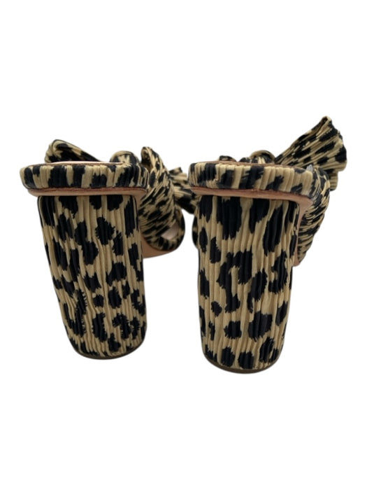 Loeffler Randall Shoe Size 6B Beige & Black textile upper Leopard Print Sandals Beige & Black / 6B