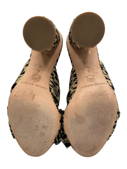 Loeffler Randall Shoe Size 6B Beige & Black textile upper Leopard Print Sandals Beige & Black / 6B
