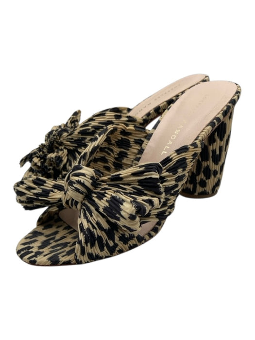 Loeffler Randall Shoe Size 6B Beige & Black textile upper Leopard Print Sandals Beige & Black / 6B