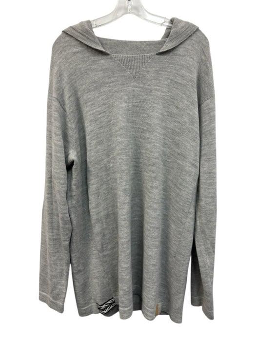 Paka Size XL Gray Alpaca Blend Knit Embroidered Hoodie Men's Sweater Gray / XL