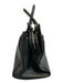 Saint Laurent Black Pebbled Leather Hand Strap Zip Close Studs Bag Black / M