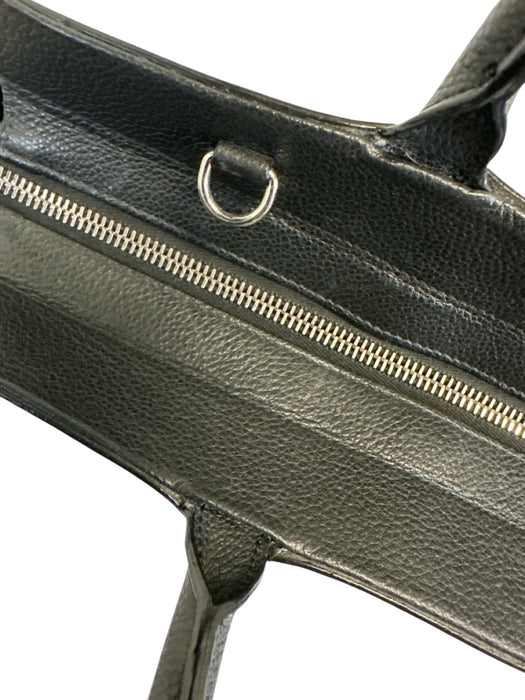 Saint Laurent Black Pebbled Leather Hand Strap Zip Close Studs Bag Black / M