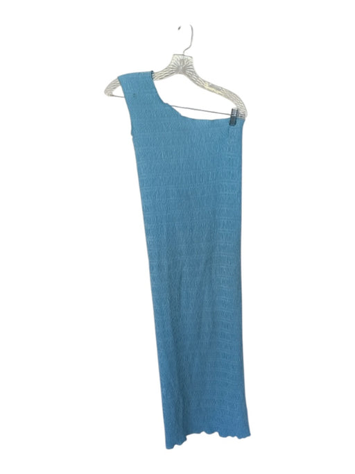 L'idee Size 8 Aqua Polyester Smocked One Shoulder Ruffle Neck Maxi Dress Aqua / 8