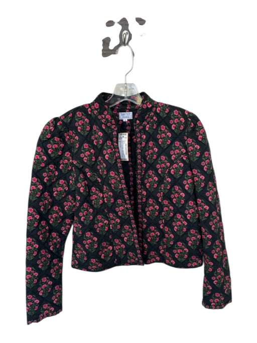 Pink City Prints Size S Pink, Green & Black Cotton Floral Quilted Jacket Pink, Green & Black / S