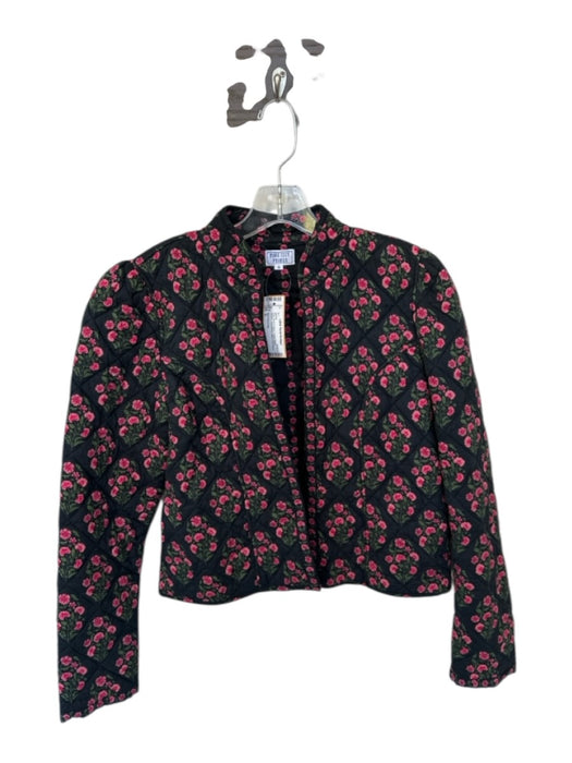Pink City Prints Size S Pink, Green & Black Cotton Floral Quilted Jacket Pink, Green & Black / S