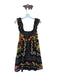 Farm Rio Size S Black, Orange, Green Cotton Fruit Polka Dot Ruffle Neck Dress Black, Orange, Green / S