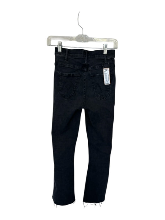 Mother Size 25 Black Cotton Blend Frayed Hem High Waist Straight Leg Jeans Black / 25
