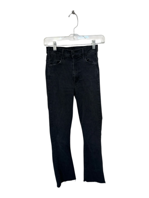 Mother Size 25 Black Cotton Blend Frayed Hem High Waist Straight Leg Jeans Black / 25