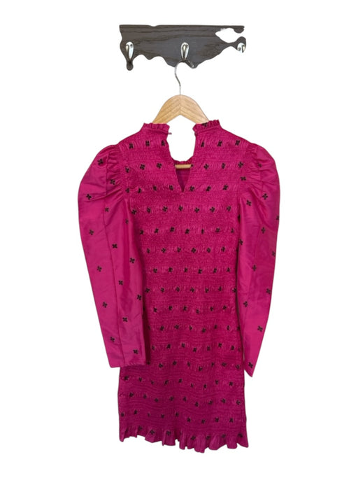 Ulla Johnson Size 2 Magenta & Brown Silk & Polyester Embroidered Flowers Dress Magenta & Brown / 2