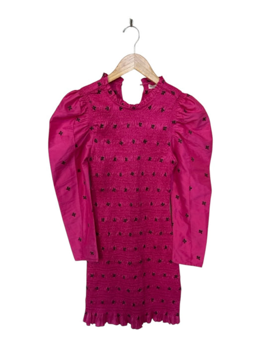 Ulla Johnson Size 2 Magenta & Brown Silk & Polyester Embroidered Flowers Dress Magenta & Brown / 2
