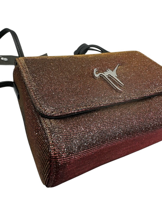 Giuseppe Zanotti Red, Gold, Silver Magnetic Flap Glitter Crossbody Strap Bag Red, Gold, Silver / S
