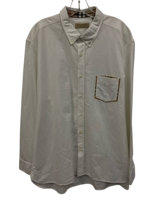 Burberry Size xxxl White Cotton plaid detail Button Down Men's Long Sleeve Shirt White / xxxl